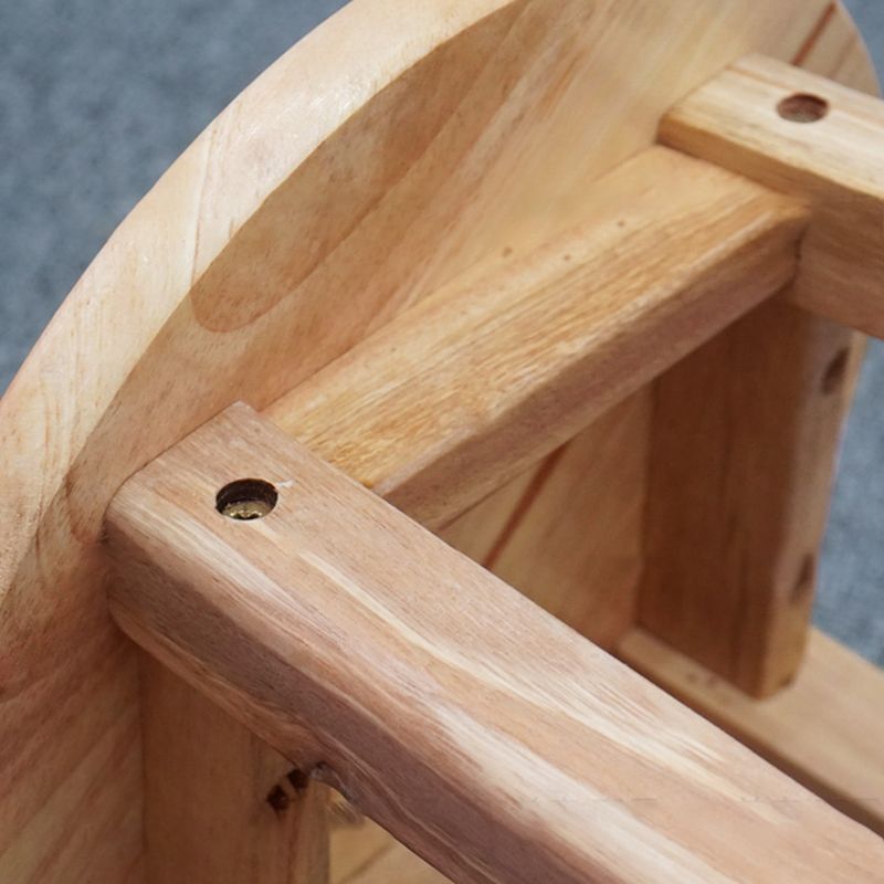 Modern Armless Wooden Counter Stool Oak Wood High Stool with 4 Legs