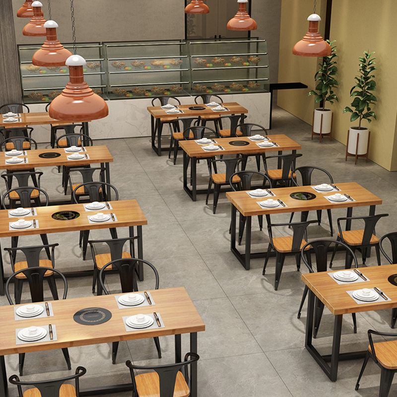 Industrial Dining Set 1/5 Pcs Solid Wood Top Dining Table and Armless Chairs