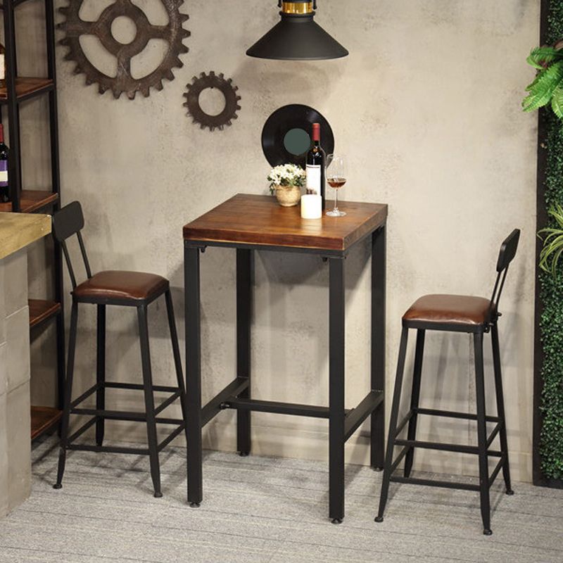 Industrial Bar Set 1/2/3/5 Pcs Metal Bar Stools and Solid Wood Top Bar Table