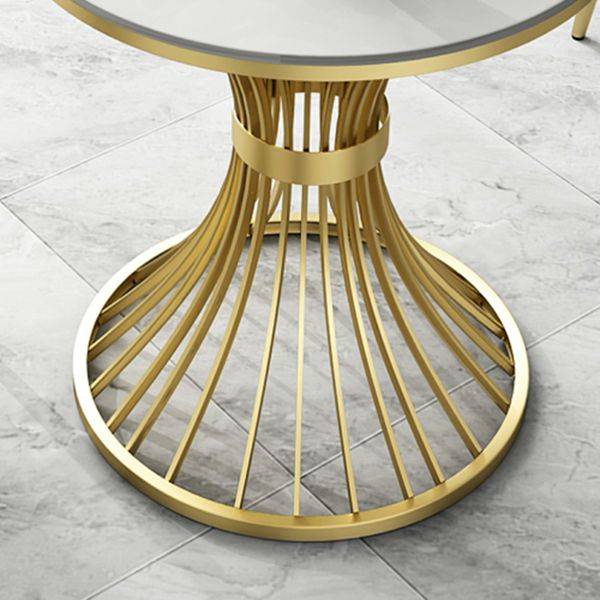 Round Luxury Dining Table White Fixed Table with Sintered Stone
