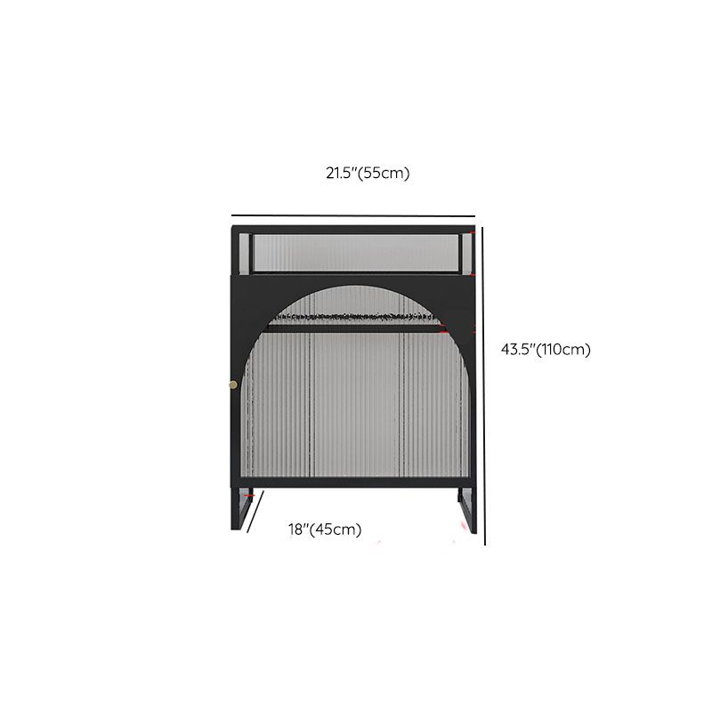 Knobs Scratch Resistant Modern Iron Accent Cabinet with Glass Top