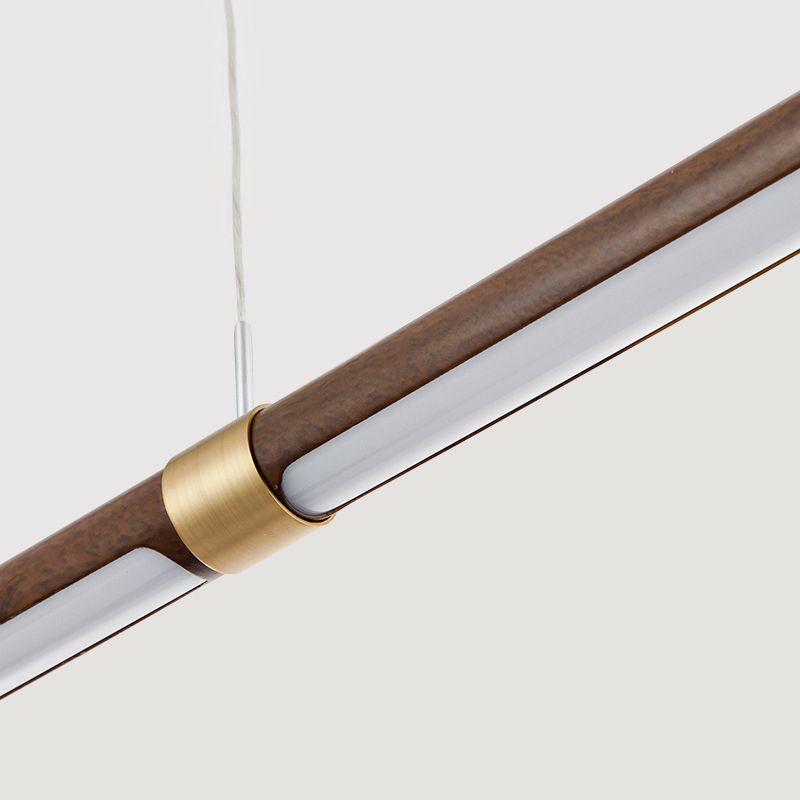 Linear Iron 1 - Light Kitchen Island Light in Walnut and Gold Finish LED Ceiling Pendant