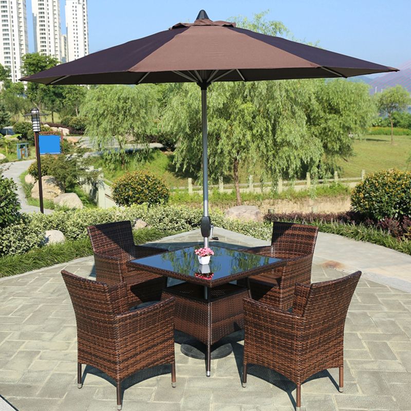 Tropical Rattan Patio Dining Chair with Arm Outdoors Dining Chairs