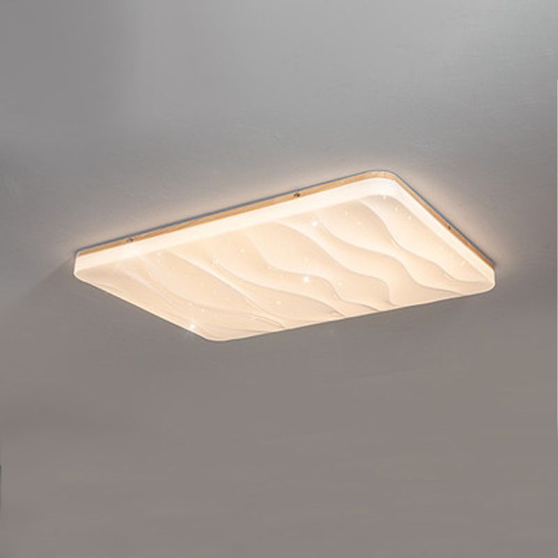 Geometry Shape LED Ceiling Lamp Modern Wood 1 Light Flush Mount for Aisle Dining Room
