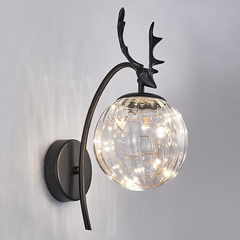 Modern Style Spherical Shape Wall Sconce Glass 1 Light Wall Lighting for Bedroom