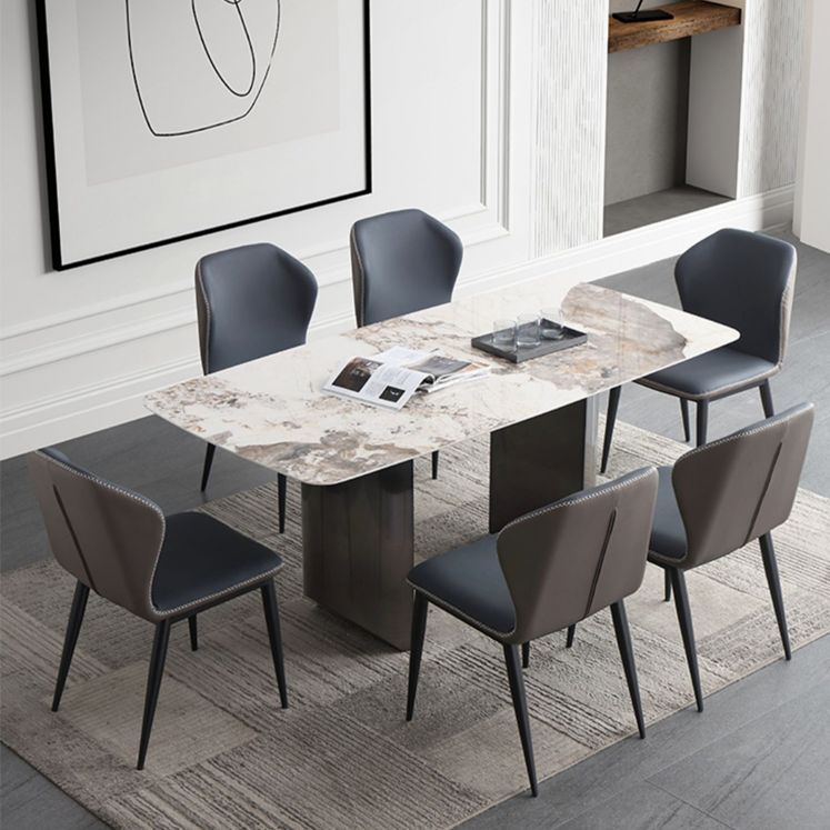 Modern Sintered Stone Top Dining Set Rectangle 1/4/5/7 Pieces Dining Room Table Set