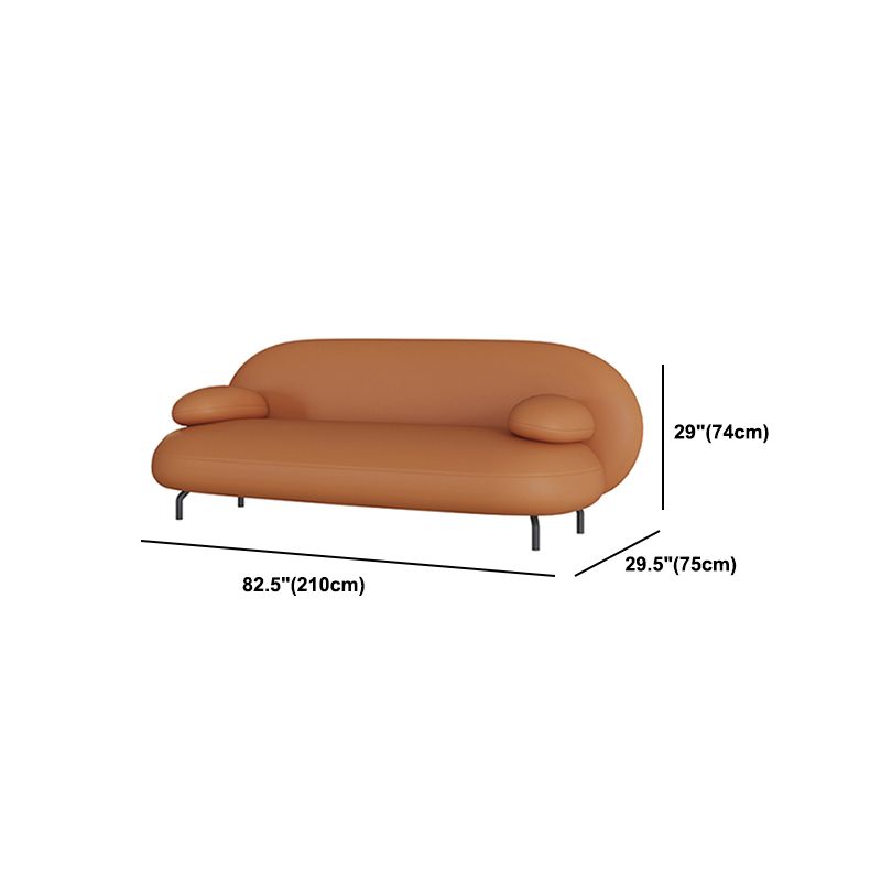 Contemporary Tight Back Settee Bench Pillow Top Arm Sofa Couch in Orange