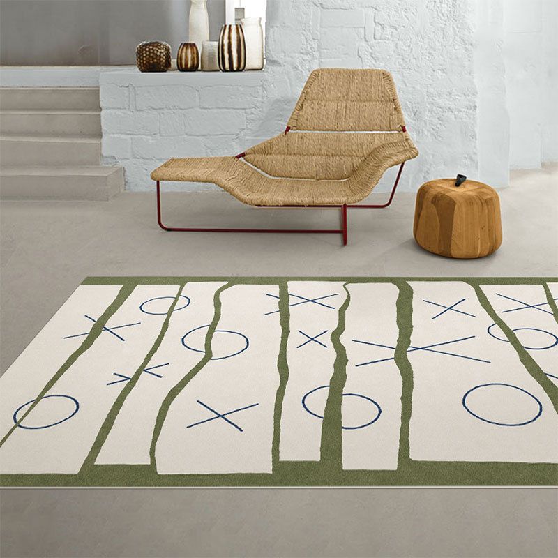 Grün moderner Teppich Polyester Abstrakter Muster Teppich Waschbar Teppich für Wohnzimmer