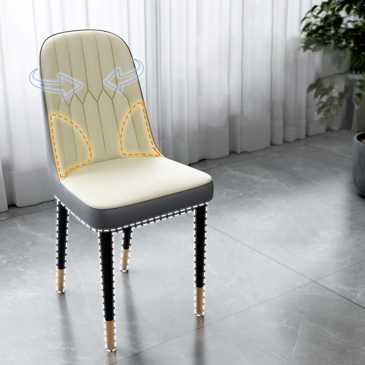 Metal de la cocina del estilo nórdico que cena la silla Parsons que cena la silla lateral sin brazos