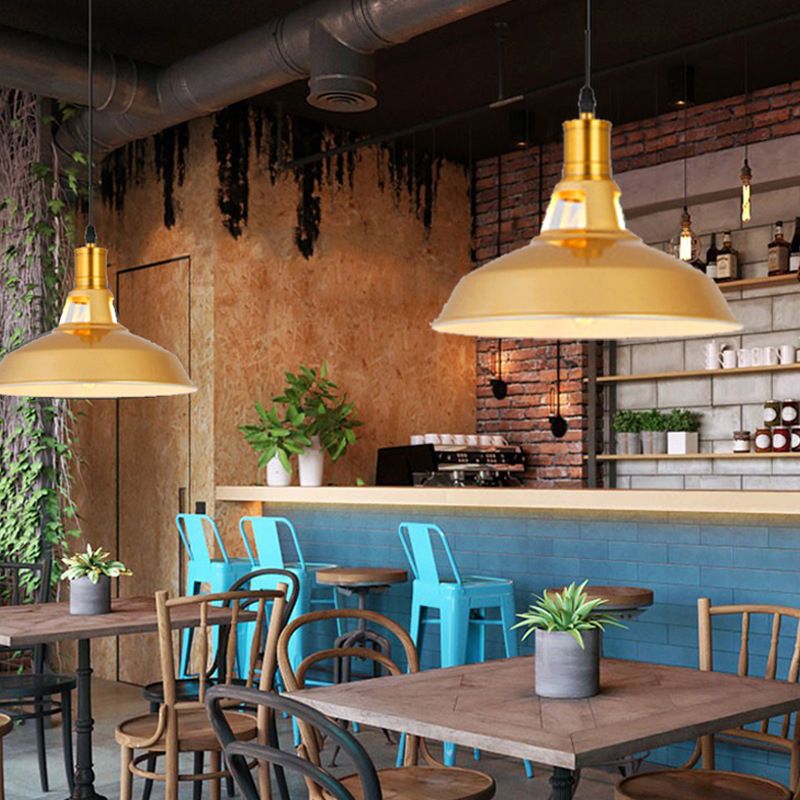 1 Light Geometric Hanging Ceiling Lights Industrial Style Metal Pendant Light Fixtures for Restaurant