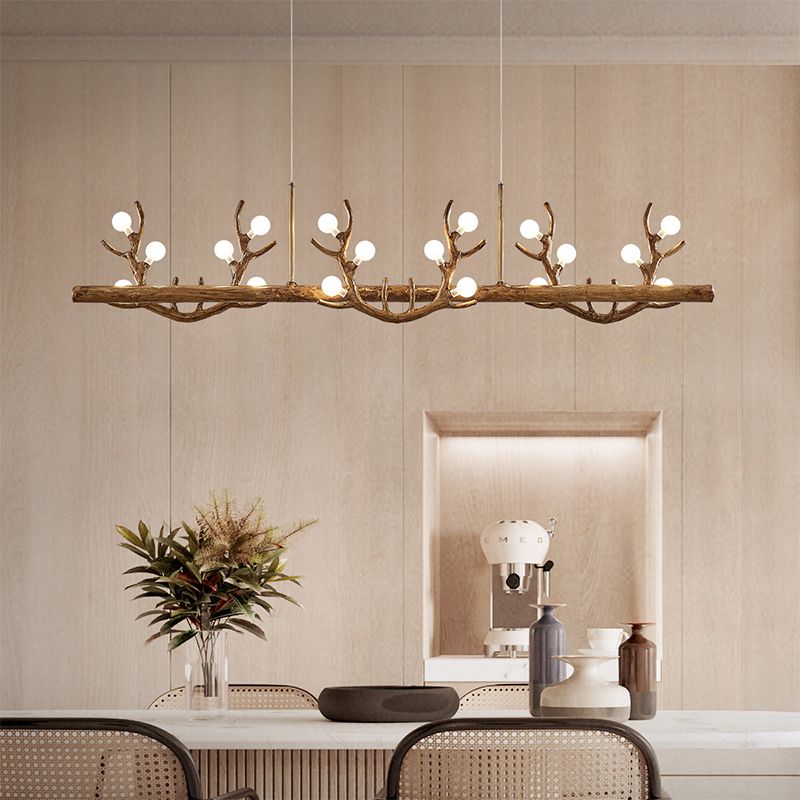 Industrial Multi Head Kitchen Island Fixture Resin and Glass Ceiling Pendant Lighting