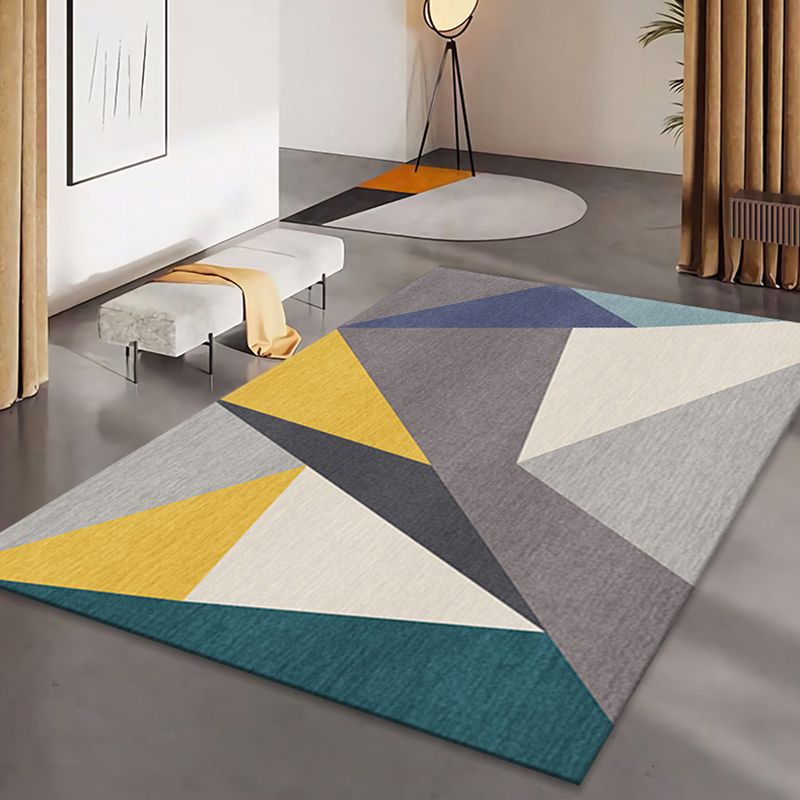 Grey Modern Rug Polyester Pattern Rug Stain Resistant Rug for Living Room