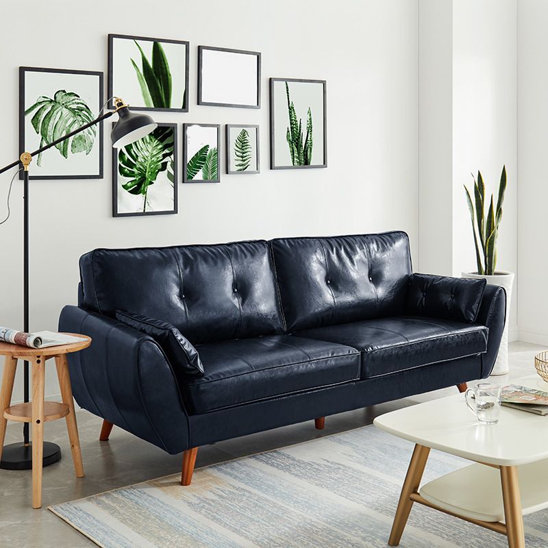 Faux Ledersofa ausgestoßen Armknopf getuftet lose Rückensofa für Wohnzimmer