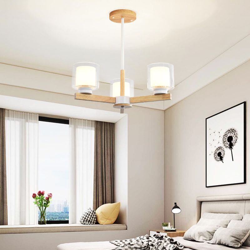 Lampade per lampadario moderno cilindri kit di luce sospesa in legno per soggiorno