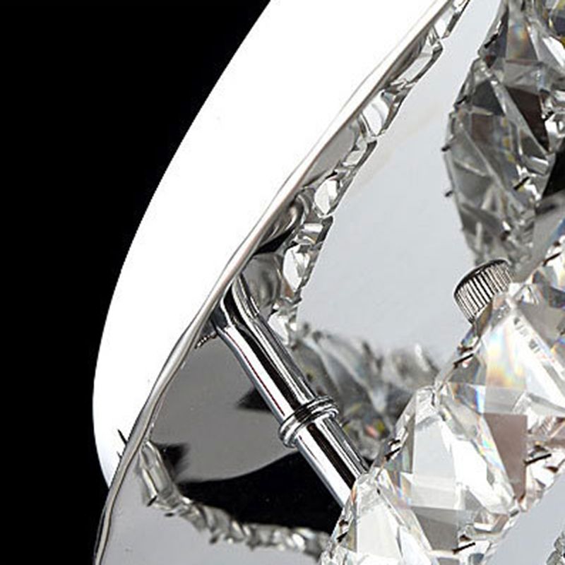 Ringed Shape Semi Flush Mount Modern Style Crystal Flush Ceiling Light in Silver