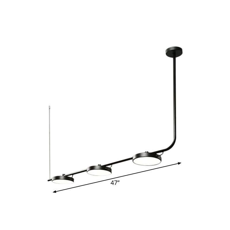 Moderno lampadario semplice/nero semplice con tonalità di tamburo 2/3 luci in metallo l'illuminazione per sala da pranzo