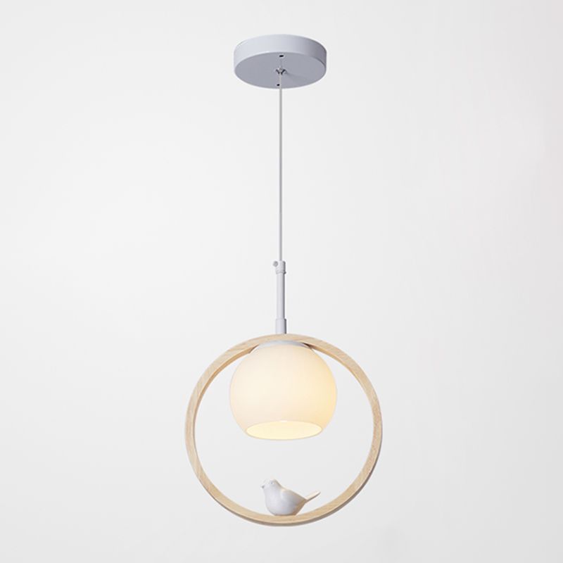 Holz 1 hängende hängende leichte Globus und Vögel Schlafzimmer moderne Anhängerleuchten