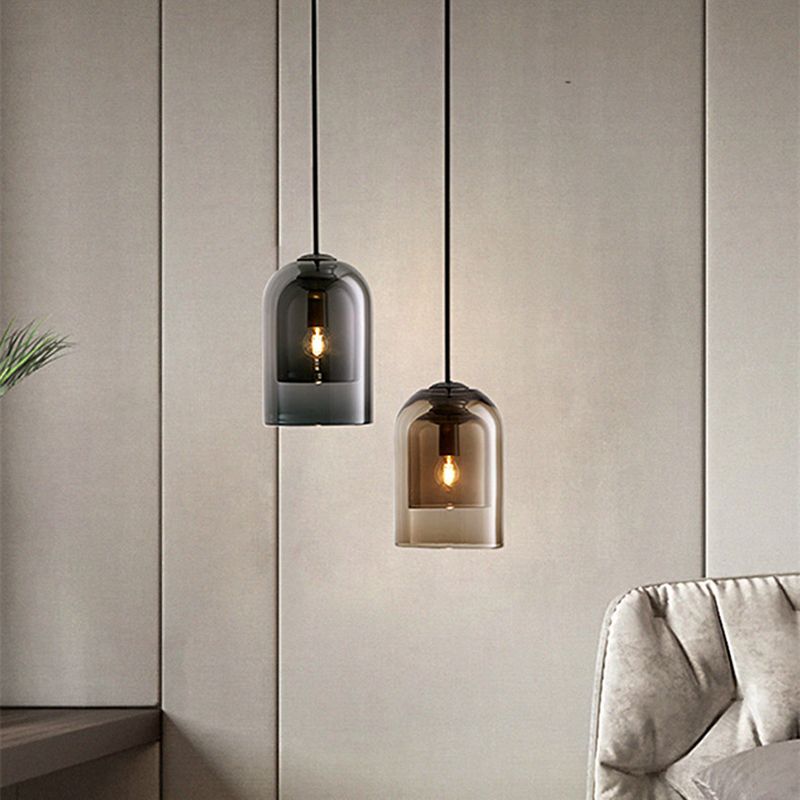 Bell Hanging Light Fixture Minimalist Style Glass Pendant Light Kit for Dinning Room
