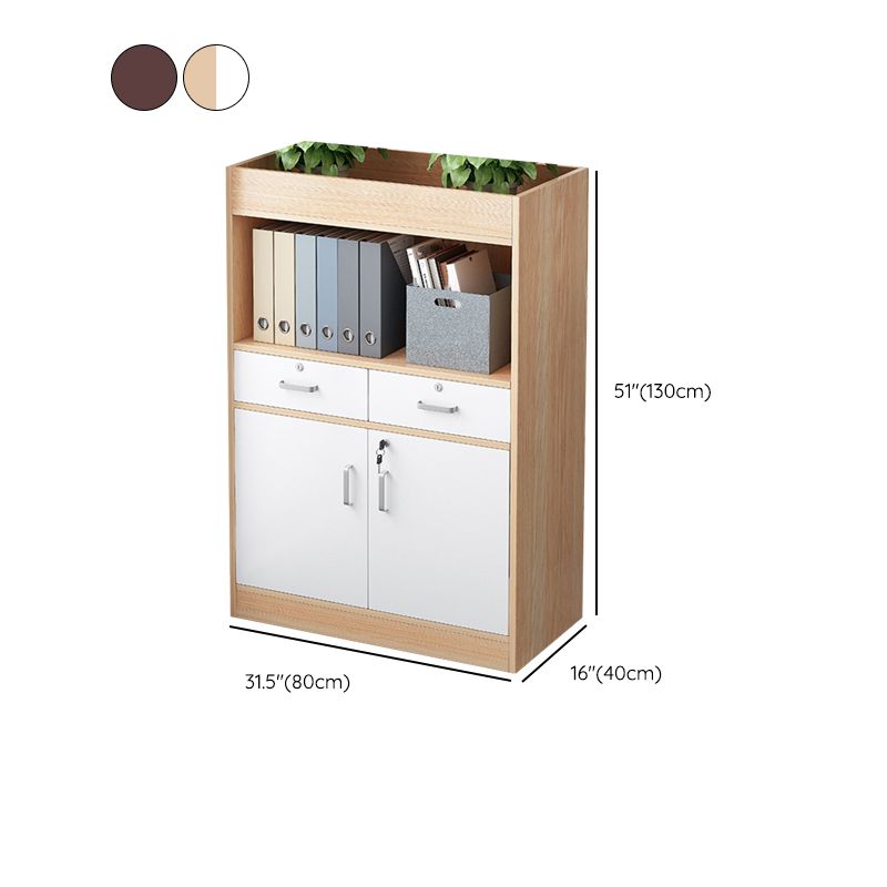 Wood Vertical File Cabinet Modern Storage Shelves File Cabinet with Lock