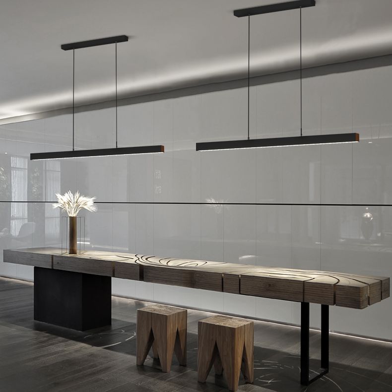 Modern Minimalism Linear Island Hangluchting LED LED Metal Island Plafond Light voor eettafel
