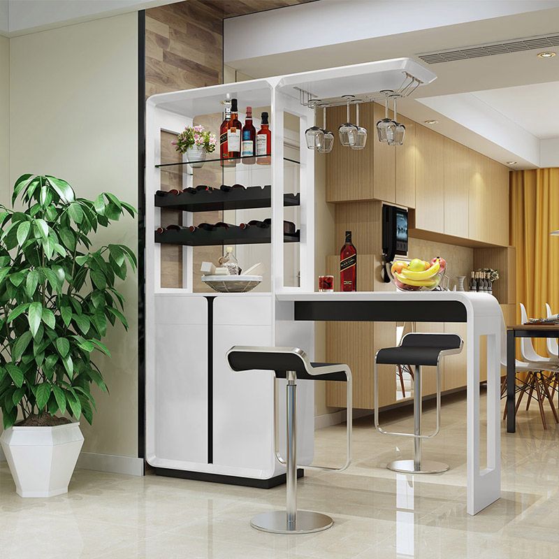 1/2/3 Bar Stool and Table Set in Black and White for Dining Room