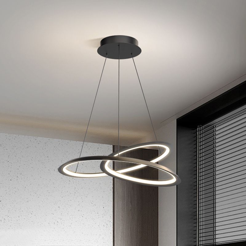 Black Aluminum Hanging Pendant Lights Contemporary Hanging Lamps for Living Room