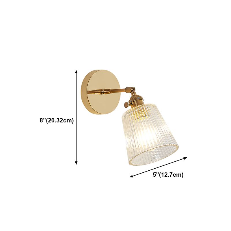 Nordic Brass Wall Light Geometric 1 Light Wall Sconce with Glass for Living Room