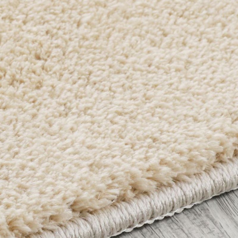 Apricot Simple Rug Polyester Pure Color Rug Non-Slip Backing Rug for Living Room