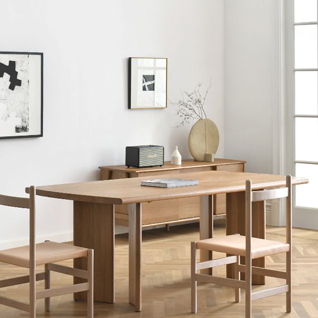 Rectangle Pine Wood Table Modern Dining Table with 4 Legs for Restaurant