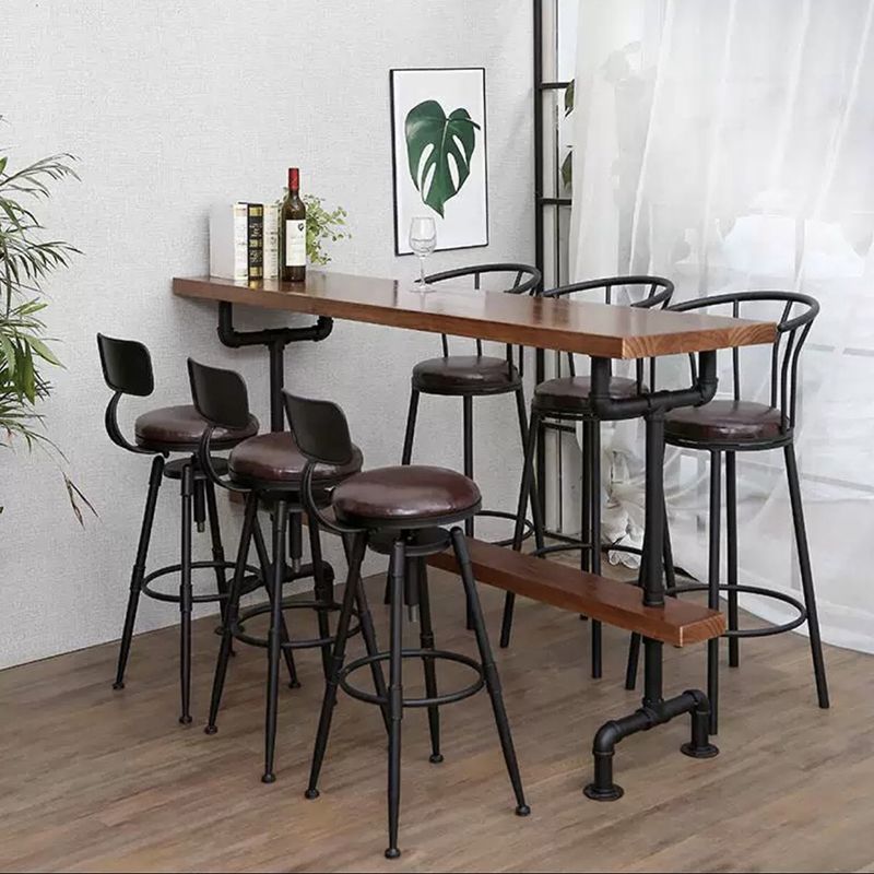 Rotatable Upholstered Counter Stool Industrial Metal Footrest Bar Chair