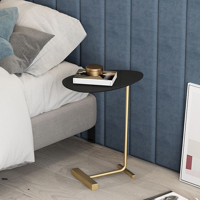 Pedestal Base Design Solid Wood Table Iron Base Free Shape Side Table