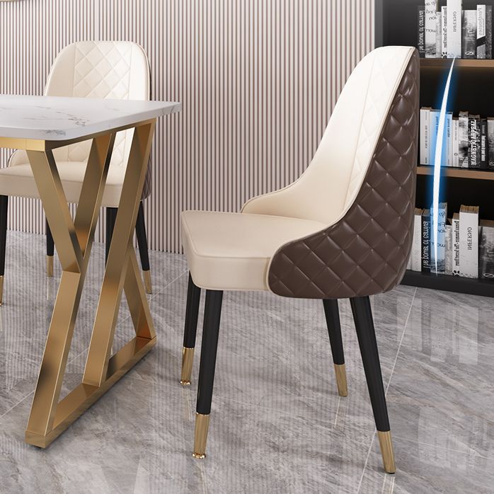 Modern Dining Room Set Standard Height with Sintered Stone Top and Gold Legs Formal Table Set