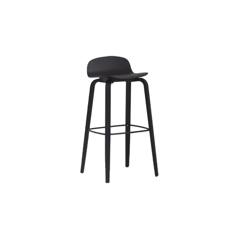 Scandinavian Armless Bar Height Stool Plastic and Solid Wood Bar Stool for Living Room