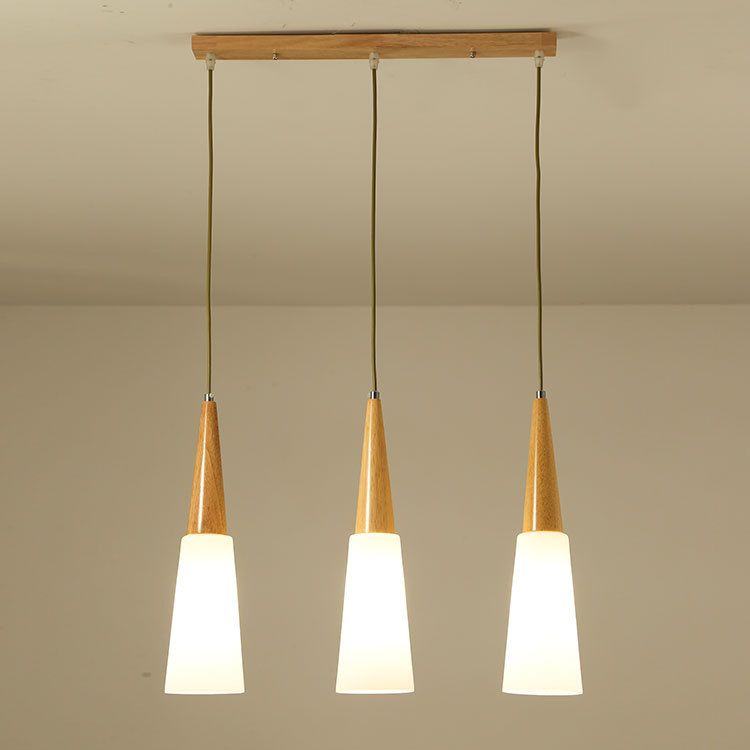 Weißes Glas und Holz anheizt leichte moderne einfache Decke Anhänger Licht für Esszimmer