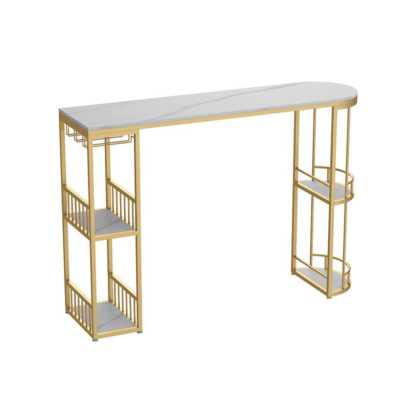 Glam Style Cocktail Bar Table 42-inch Height Metal Base Bar Storage Table