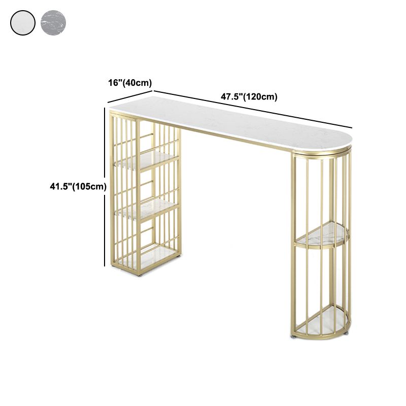 Glam Specialty Bar Dining Table Stone Bistro Bar Table with Shelves