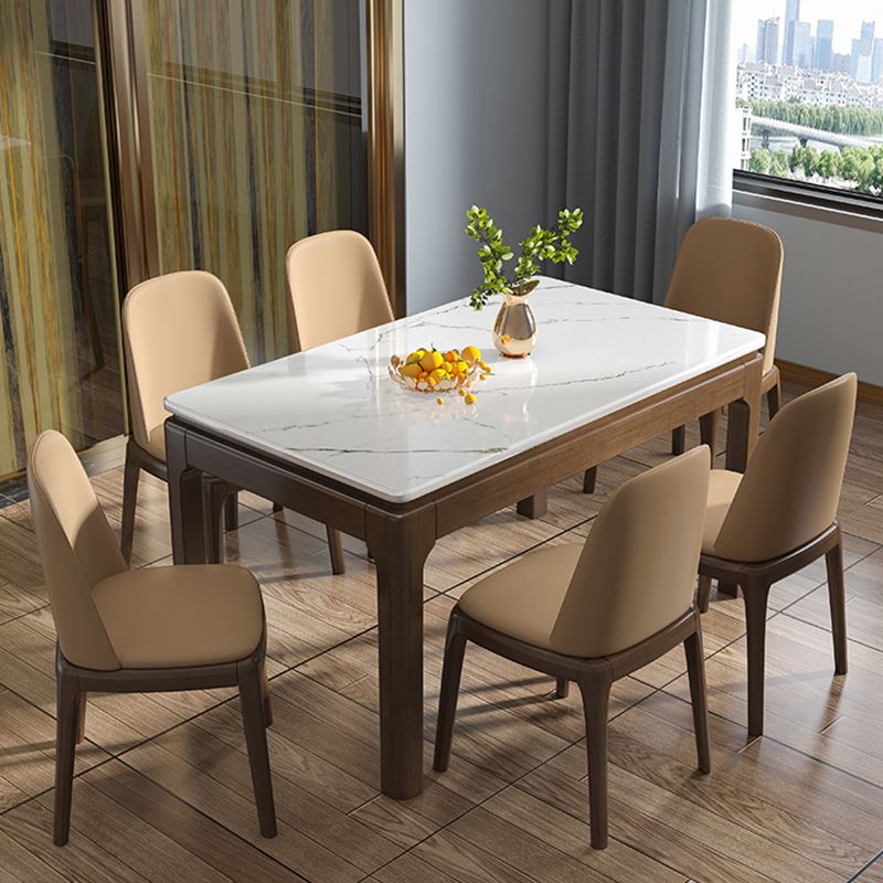 Mesa de comedor de mármol estilo mediados de siglo, mesa rectangular con base de 4 patas para el hogar