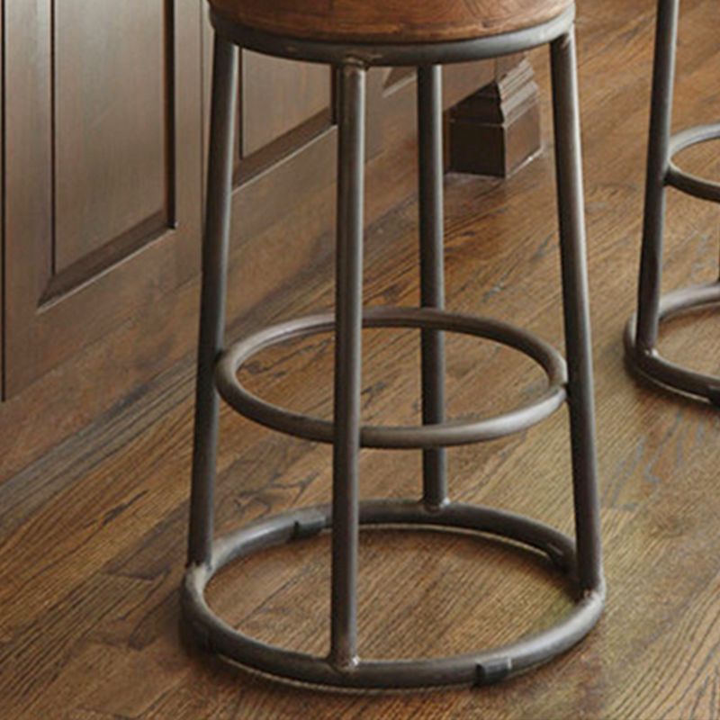 Contemporary Solid Wood Counter Stool Backless Bar Stool with Footrest