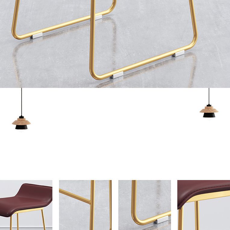 Leather Bar Stool Backless Counter Stool for Bristol with Gold Frame