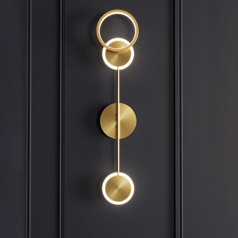 Nordic Style Brass Wall Light Circle Gold LED Wall Sconce for Living Room