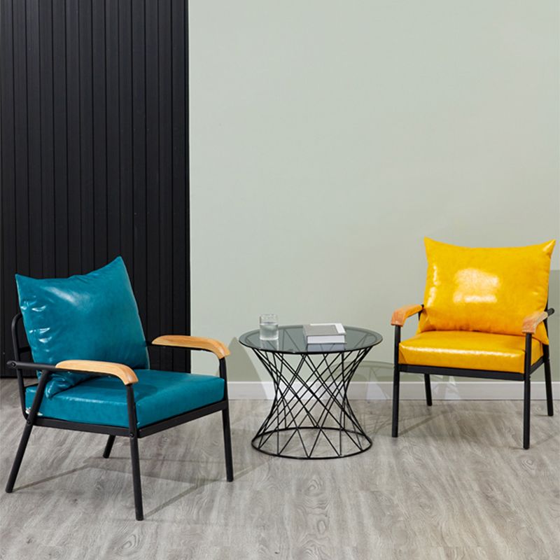 31.4"H Faux Leather/Cotton Blend Square Arm Sofa for Living Room