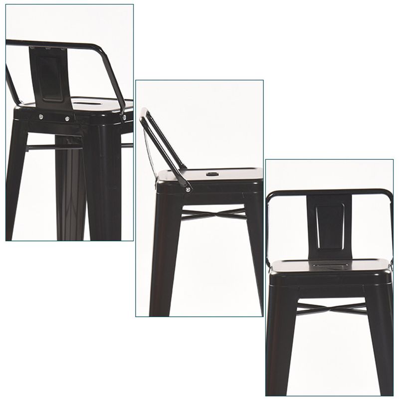 Industrial Style Metal Bar-stool Square Iron Seat Counter Stool for Kitchen Bar