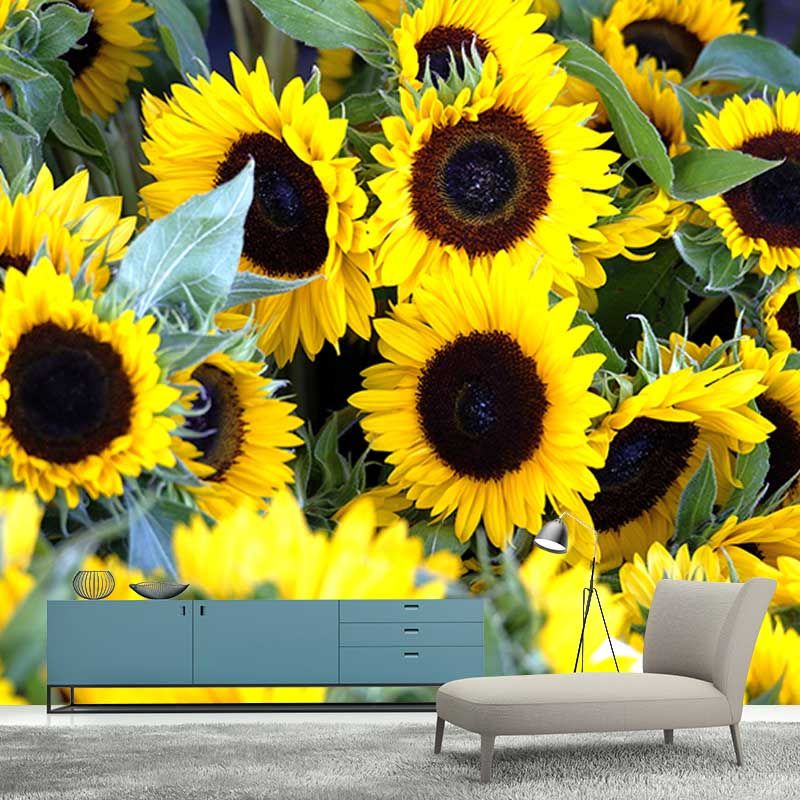 Sunflower Wall Decals Removable Yellow Flower Wall Covering for Sitting Room