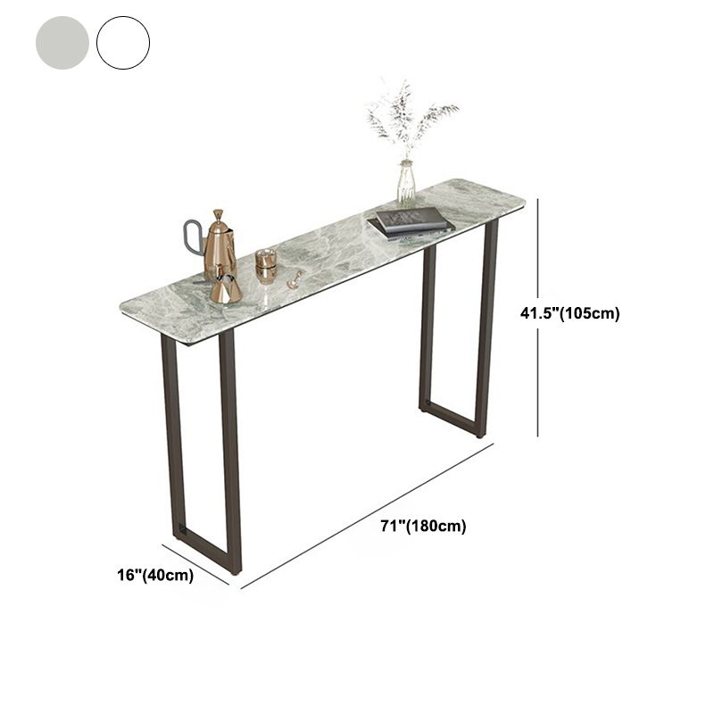 Contemporary Pub Table with Sled Polished Finish Stone Top Bar Table