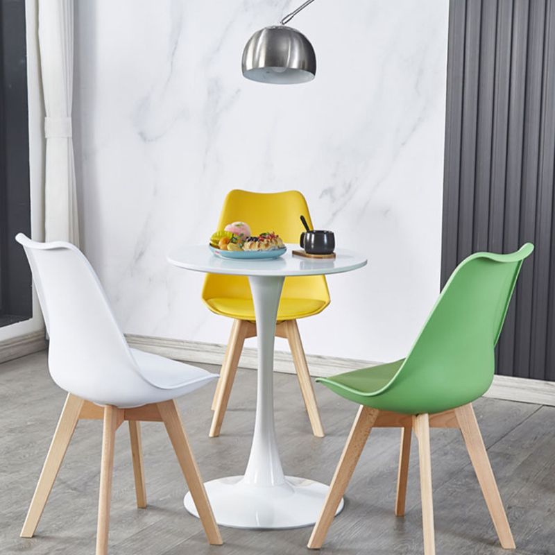 Modern Wood Table for Restaurant Round Table with Metal Pedestal