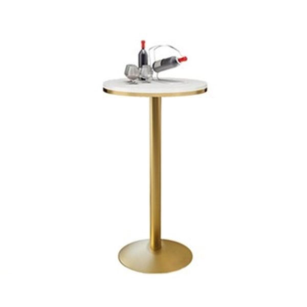 Faux Marble Bar Wine Table Glam Pedestal Pub Table with Metal Base