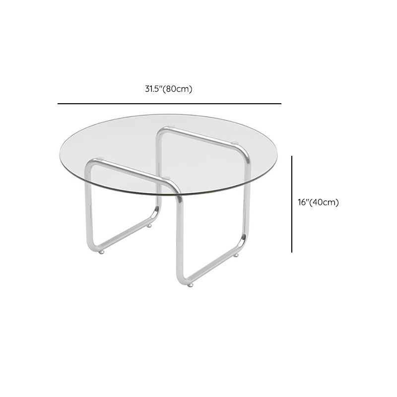 Modern Glass Coffee Table with Sled Stainless Steel Base Cocktail Table
