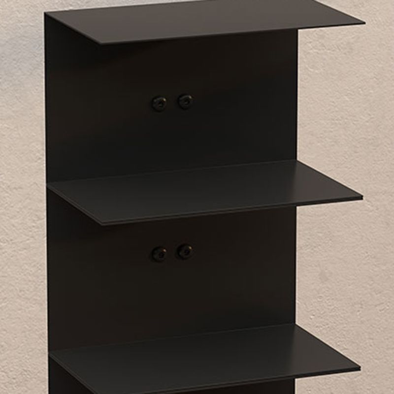 Contemporary Metal Bookshelf Black Geometric Shelf Bookcase for Study Room