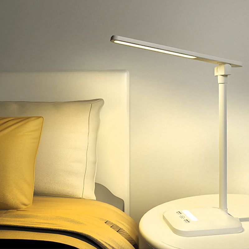 Lámpara de escritorio rectangular simple moderna para leer plástico LED 5W Lighting en blanco, USB/enchufe en