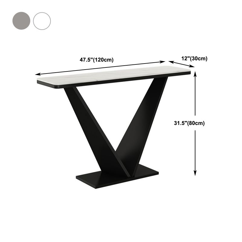 Contemporary Rectangle Console Table with Black Iron Pedestal Base for Hall